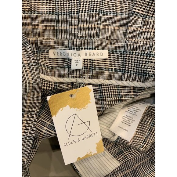 Veronica Beard "Baga" Black & White Prince Of Wales Checked Belted Shorts Size 2 - Picture 9 of 9